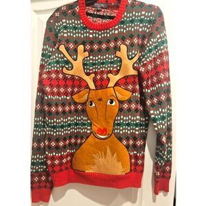 Women's/Unisex Holiday Reindeer Sweater/Excellent Used Condition/Size M